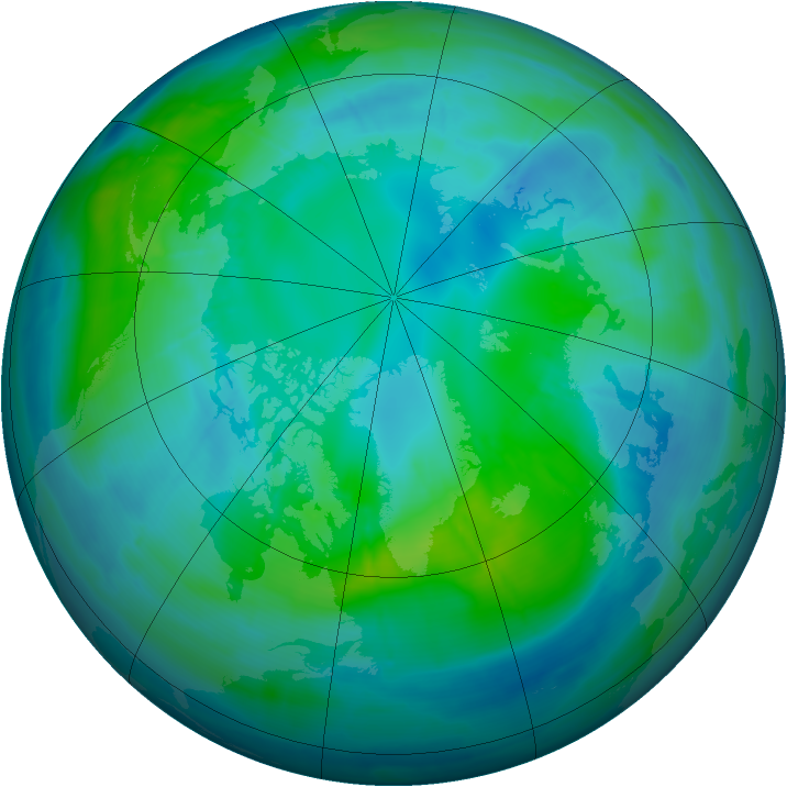 Arctic ozone map for 20 October 2008